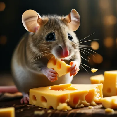Мышка ест сыр» — создано в Шедевруме