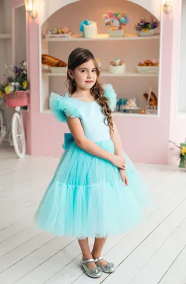 Платье \"Звездное настроение\" бирюзовый — нарядные детские платья для  девочек | Интернет-магазин платьев для девочек «12 кг Счастья»