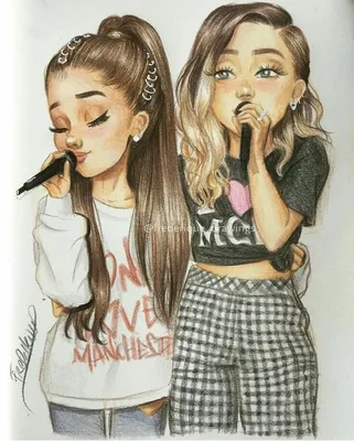 Лучшие подруги арт, рисунки, art, картинки на аву – 134 фотографии | Ariana  grande drawings, Best friend drawings, Ariana grande anime