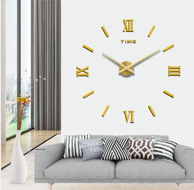 Настенные самоклеящиеся часы - Time (Золотистый) - Мебель и аксессуары /  YOLO