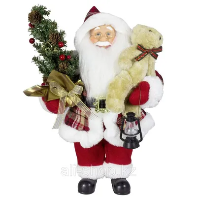 Новогодняя игрушка (фигурка) Санта-Клаус ( Дед мороз ) 40 см с мишкой в  красном 058 - купить с доставкой по выгодным ценам в интернет-магазине OZON  (1262988541)