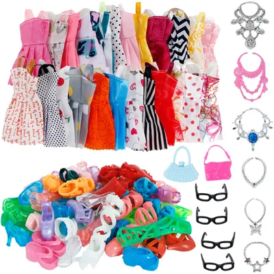 30 PCS Barbie Clothes Doll Fashion Wear Clothing Outfits Dress up Gown  Shoes Lot | eBay