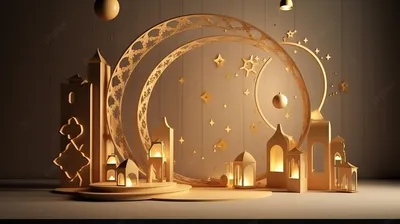 Минималистическое 3d оформление сцены Рамадана, ид 3д, мечеть 3д, исламское  3д фон картинки и Фото для бесплатной загрузки