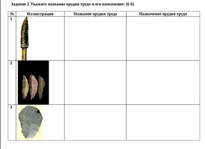 Задание 2 Укажите название орудия труда и его назначение: (6 б) Иллюстрация  Название орудия труда - Школьные Знания.com