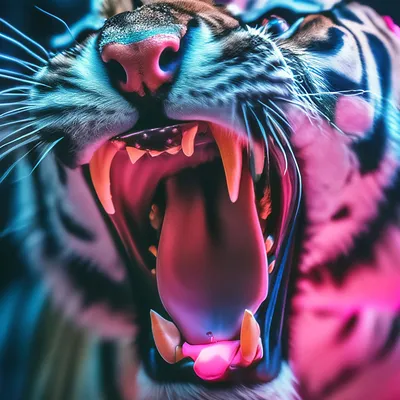 Пасть тигра рвет добычу, крупный …» — создано в Шедевруме