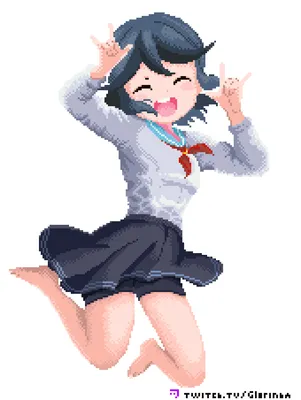 My second try at doing anime pixel art like this. Rikka Takanashi from one  of my favorite romantic comedy anime 🌟 : r/PixelArt