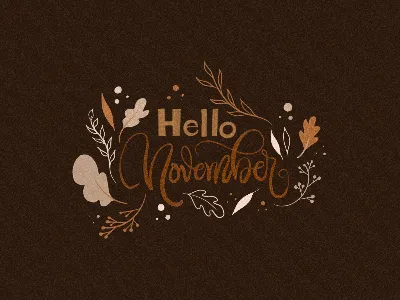 Hello November hand drawn lettering phrase 27989974 PNG