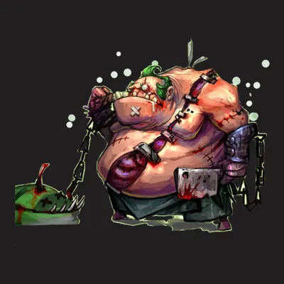 Pudge drawn in the Darkest Dungeon style with a mouse. : r/DotA2