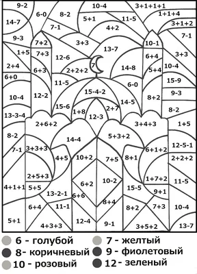 Раскраски реши, Раскраска Реши примеры и раскрась Математические раскраски.