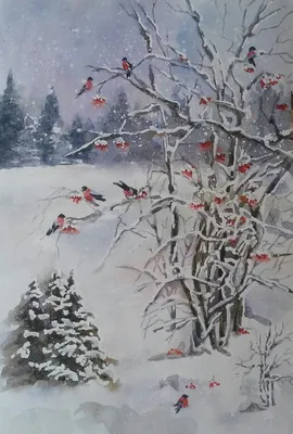 Рябина в снегу. красиво, реалистично…» — создано в Шедевруме