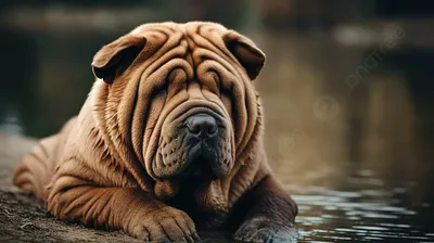 Portrait Of Sharpei Puppy Dog Against Grey Background Stock Photo, Picture  and Royalty Free Image. Image 16877404.