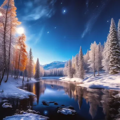 Зима близко! Пейзаж, сказочный лес, …» — создано в Шедевруме