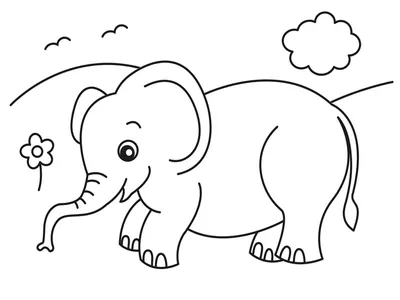 Веселый слон — раскраска для детей. Распечатать бесплатно.