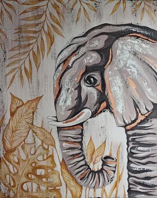 Слон, стиль наскальной живописи, фон…» — создано в Шедевруме