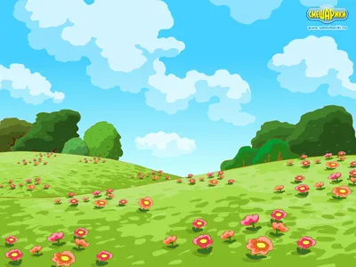 Цветочная поляна в мультфильме Смешарики - обои для рабочего стола,  картинки, фото