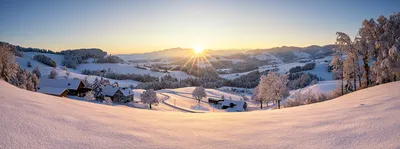 Обои для рабочего стола альп Швейцария панорамная гора Зима Солнце