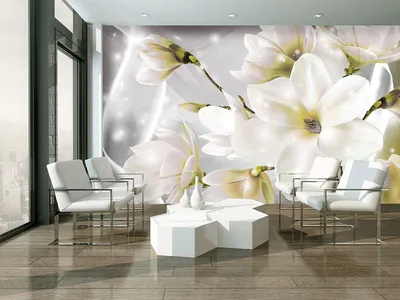 Фото обои светлые 3д большие белые цветы 368х254 см Воздушные лепестки  магнолии (3508P8)+клей (ID#743997046), цена: 1400 ₴, купить на Prom.ua