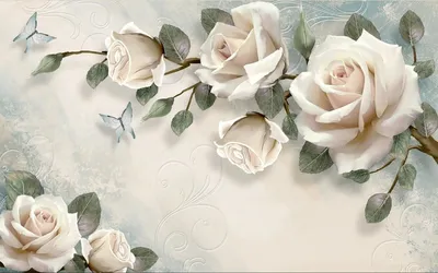 Фотообои Объемные светлые розы купить на Стену — Цены и 3D Фото интерьеров  в Каталоге интернет магазина allstick.ru