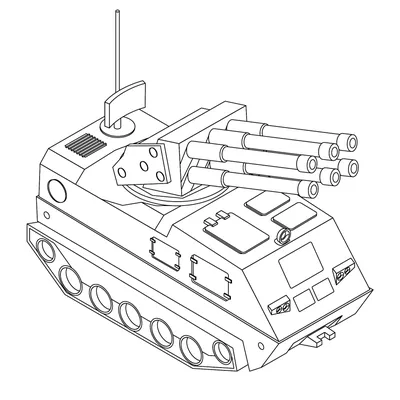 Большой танк — раскраска для детей. Распечатать бесплатно.