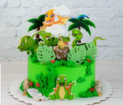 Торт с топперами динозавров