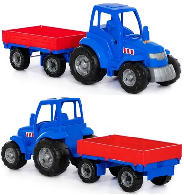 Игрушка синий трактор с прицепом 68 см - Полесье игрушки