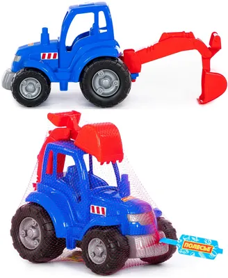 Игрушка синий трактор с копалкой 36 см - Полесье игрушки
