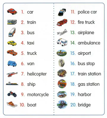 транспорт по английски | Transportation preschool, Preschool sight words  activities, English lessons for kids