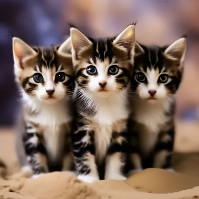 Три котенка ,черный, белый,песочный…» — создано в Шедевруме
