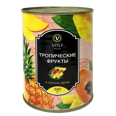 Тропические фрукты Vitly 580мл в легком сиропе купить в магазине Доброцен