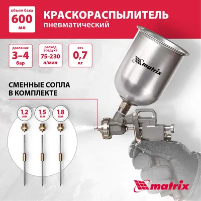 Пневматический краскопульт MATRIX MATRIX 57315 купить в Москве: цены,  характеристики, видео, фото.
