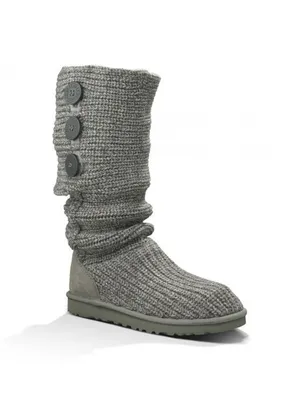 UGG Cardy - Grey Угги вязаные серые с тремя пуговицами |угги вязаные|  купить вязаные летние угги | UGG