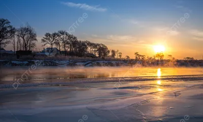 Восход солнца зимой картинки обои