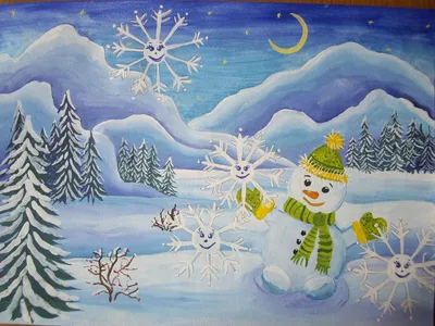 Рисунки на зимнюю тему для детей - 143 фото