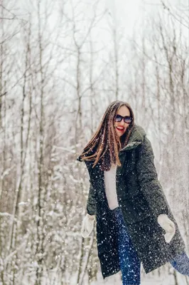 Pictures Brown haired Winter female Snow Hands hooded 3840x2400