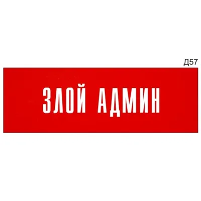 Информационная табличка «Злой админ» на дверь прямоугольная Д57 (300х100 мм)