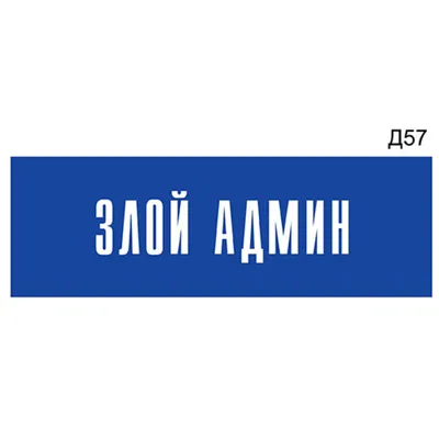 Информационная табличка «Злой админ» на дверь прямоугольная Д57 (300х100 мм)