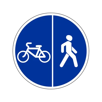 Велосипедная Дорожка Знак Указывая На Велосипеде Путь Большие Круглые  Голубые Изолированные — стоковые фотографии и другие картинки Белый - iStock