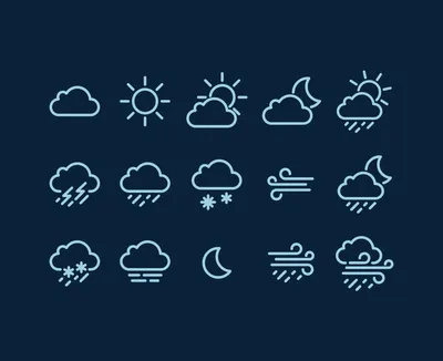 Значки и знаки погоды иллюстрация вектора. иллюстрации насчитывающей  ненастно - 88358446