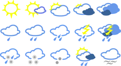 Линия значки погоды и прогноза Облачное небо, снежинка зимы и термометр R  Иллюстрация вектора - иллюстрации насчитывающей природа, холодно: 152314854