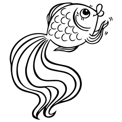 Золотая рыбка в море — раскраска для детей. Распечатать бесплатно.