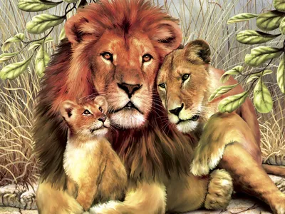 Обои на телефон Лев и львица в формате jpg