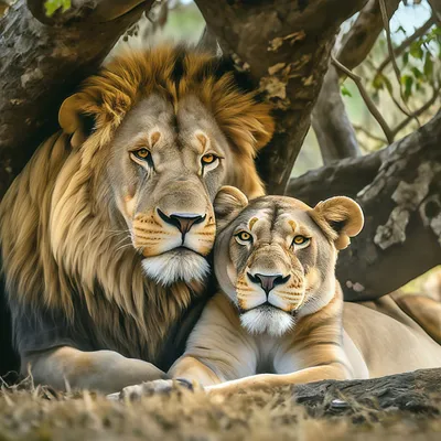 Фото Лев и львица для Android
