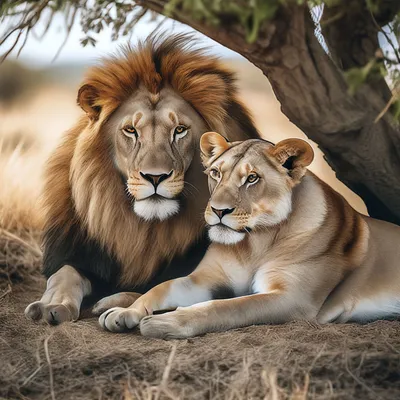 Фотография льва и львицы - отличные обои на iPhone