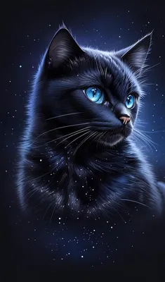 [38+] Вертикальные черные коты с голубыми глазами обои