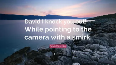 Виталий Кличко цитата: «Дэвид, я тебя нокаутирую! – С ухмылкой указывая на камеру».