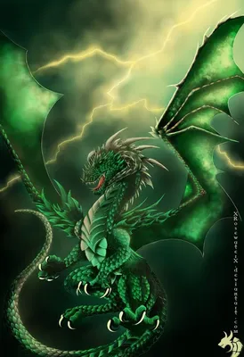Скачать бесплатно обои с Зеленым драконом на iPhone и Android