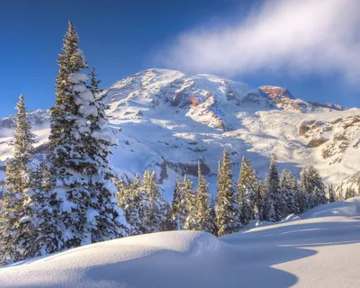 Атмосферные обои Зима горы в webp формате