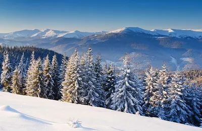 Чудесные фотографии зимних гор в png